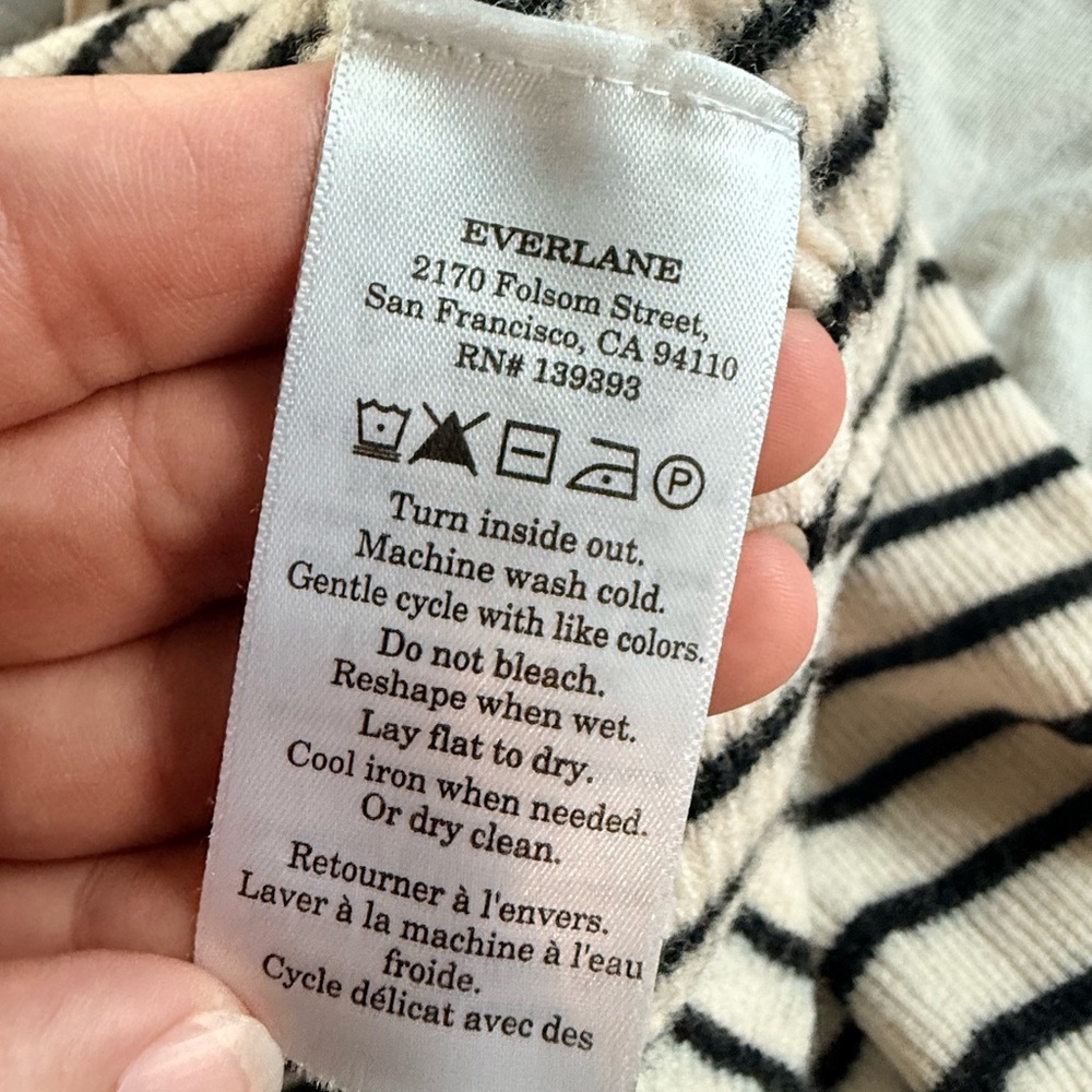 Everlane Black and White Striped Long Sleeve Top - Picture 4 of 6
